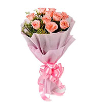 Send Get Well Soon Flowers to India. Deliver Pink Roses Bouquet 10 Flowers to India