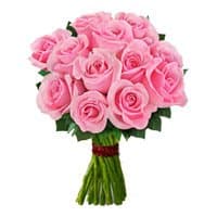 Send Rakhi to India, Send Online Pink Roses Bouquet 12 flowers to India