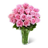 Send Pink Roses in Vase 24 Flowers to India on Rakhi