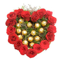 Father's Day Gifts Delivery in Mumbai. Send Heart Of 16 Pcs Ferrero Roacher N 18 Red Roses to India