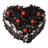 Place order to send 2 Kg Heart Shape Black Forest Cake to India