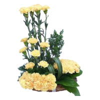 Send Diwali Flowers to India with 24 Yellow Carnation Arrangement Flowers on Diwali