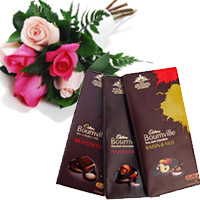 Diwali Chocolates to India with 3 Bournville Chocolates With 6 Red Pink Roses