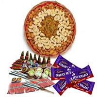 1 Kg Assorted Dry Fruits and 5 Dairy Milk with Assorted Crackers worth Rs 600Send Diwali Gifts to India.