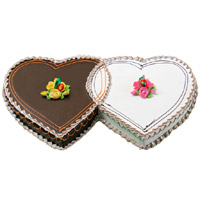 Rakhi Delivery in India with 3 Kg Double Heart Chocolate Vanilla 2-in-1 Cakes to India