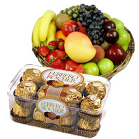 Send 2 Kg Fresh Fruits 16 pcs Ferrero Rocher Chocolates and Gifts to India