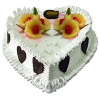 Deliver Rakhi with Online 1 Kg Heart Shape Pineapple Cakes to India