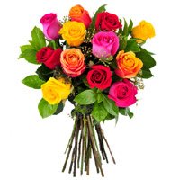 Send Mixed Roses Bouquet 12 flowers in India for Rakhi