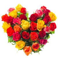 Send Online Mixed Roses Heart 30 Wedding Flowers to India