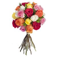 Durga Puja Flowers to India Same Day Delivery take in Mixed Roses Bouquet 24 Flowers