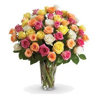 Father's Day Florist India consisting Mixed Roses Vase 36 Flowers in India