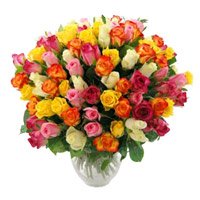 Same Day Get Well Soon Flowers Delivery in India. Send Mixed Roses Bouquet 50 Flowers to Lucknow