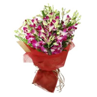 Deliver Purple Orchid 10 Bunch Stem Flowers to India. Send Diwali Flowers to India