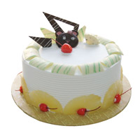 Deliver Order for Rakhi with Cake in India. 1 Kg Eggless Pineapple Cake From 5 Star Hotel