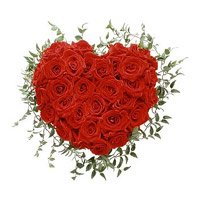Buy Red Roses Heart Arrangement 40 Flowers in India. Diwali Flowers to India