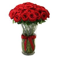 Mother's Day Flowers Delivery to India Same Day. Red Roses in Vase 24 Flowers in India