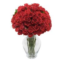 Send Online Rakhi Flower of Red Roses in Vase 36 Flowers to India