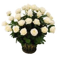 Deliver Flowers to India : 24 White Roses Basket