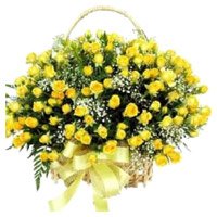 Flower Delivery India : 100 Yellow Roses Basket