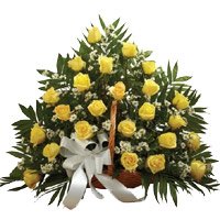 Send Flowers to India : 50 Yellow Roses Basket