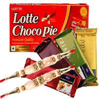 Online Rakhi Delivery of Gifts in India comprising 4 Cadbury Temptation Bars with Chocopie