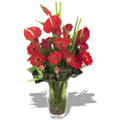 Vase Arrangement of Anthurium and Gerbera Flowers to India