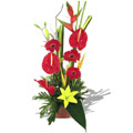 Anthurium, Lily and Bird Of Paradise Arrangement : Flowers to India