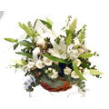 Mixed White Lily and Roses Basket 15 Flowers to India : Flowers to India