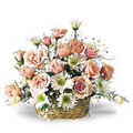 Mixed Roses and Gerbera Basket 15 Flowers to India : Flowers to India