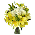 Yellow Lily and White Roses gives a elegent look for the funeral