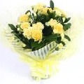 Yellow Mixed Flowers Bouquet 12 Flowers to India : Flowers to India