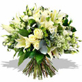 White Lily and Roses Bouquet 20 Flowers to India