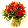 Lily Rose and Gerbera Bouquet 15 Flowers to India