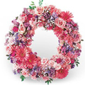 Pink Flowers Wreath : Sympathy Flowers to India