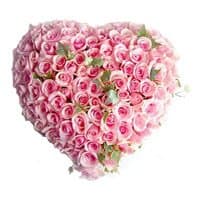 Valentine Roses Heart 100 Flowers to India