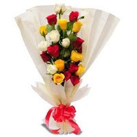 Place Order to send Mothers Day Flowers to India for your mother. Mix Roses Bouquet in Crepe Wrap 12 Flowers in India