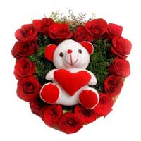 Gifts to India : Send 17 Red Roses and 6 inch teddy heart