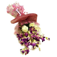 Deliver Diwali Flowers to Vizag. 6 Orchid 6 Yellow Carnation Flowers in India