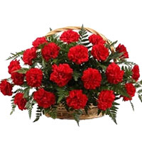Online Diwali Flowers Delivery of Red Roses and Carnation Basket of 18 Flowers in India