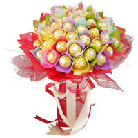 Send Valentine's Day Gifts to India Same Day Delivery. 48 Pcs Ferrero Rocher Bouquet of Chocolates to India