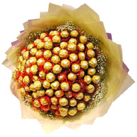 Valentine's Day Chocolates Delivery in India. Send 64 Pcs Ferrero Rocher Bouquet of Chocolate in India