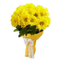 Cheap New Year Flowers to India : Yellow Gerbera Flowers Bouquet