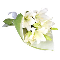 Send Diwali Flowers to India including White Lily Bouquet 3 Stems