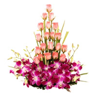 Cheap Orchid Flowers to India : Pink Roses Bouquet