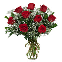 Valentine's Day Flowers Delivery in India : Red Roses in Vase to India