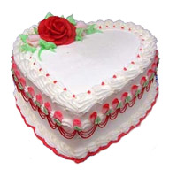 Send Online 3 Kg Heart Shape Vanilla Cake to India