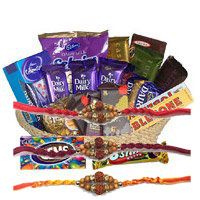 Special Basket of Exotic Chocolate and Rakhi to India