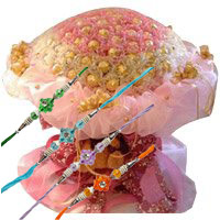 Send 96 Pcs Ferrero Rocher Bouquet of Rakhi Chocolates to India