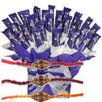 Deliver Dairy Milk Chocolate Bouquet 32 Chocolates and Rakhi to India